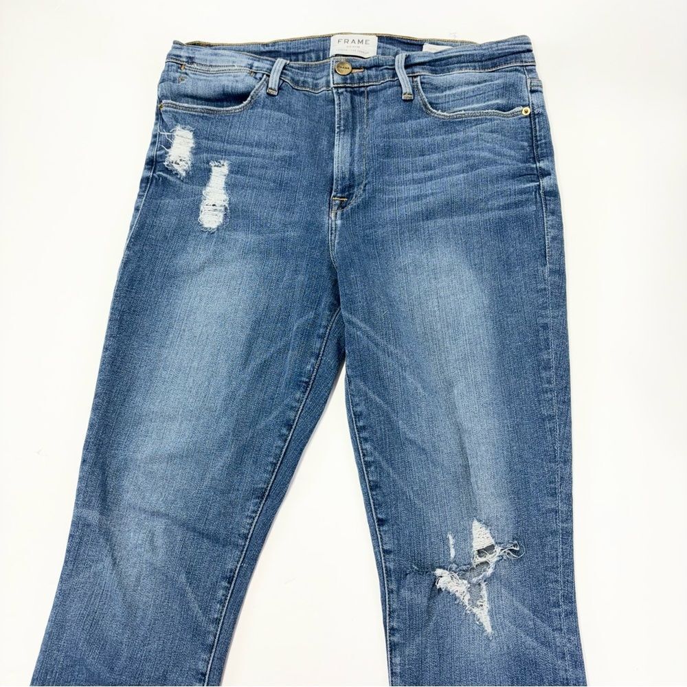 Frame Le High Skinny Crop Jeans Size 30 Arenas Wash Step Fray Hem Distressed - Picture 2 of 12
